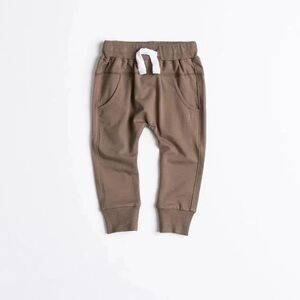 Little Bipsy Tan Joggers with White Drawstring